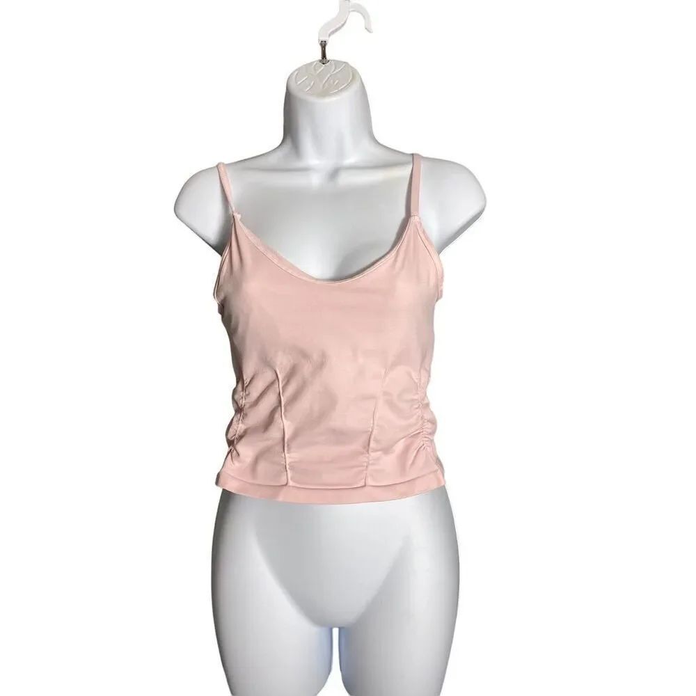 Free People Good Karma Ruched Crop Tank Size M/L Light Pink